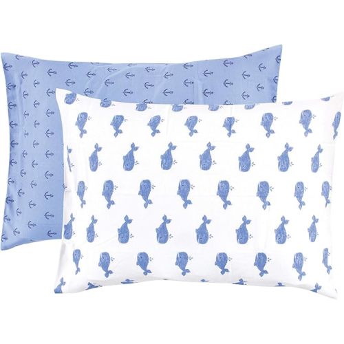 Hudson Baby Cotton Pillow Case, Blue Whale, One Size