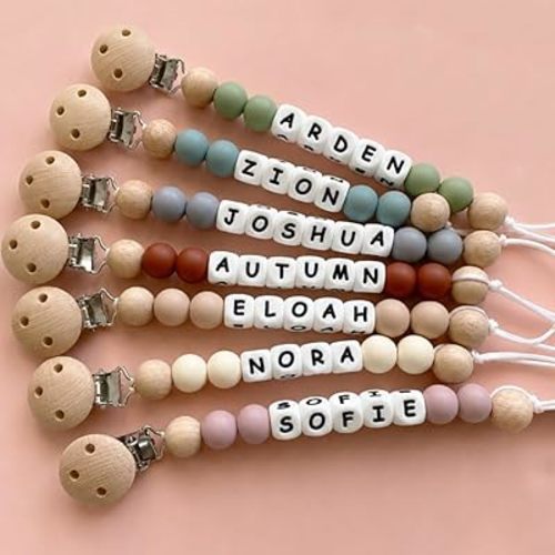 Personalized Pacifier Clip with Name, Customized Pacifier Clip Monogram Silicone Chain for Baby Girl Boys