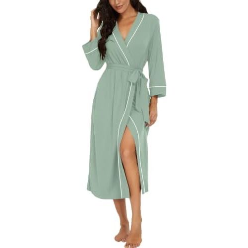 PrinStory Robes for Women 3/4 Sleeve Long Bath Robe XS-4XL