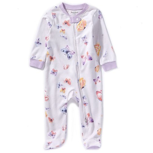 Burt's Bees Baby Girls Organic Cotton Long Sleeve Butterfly Motif Footed Coverall