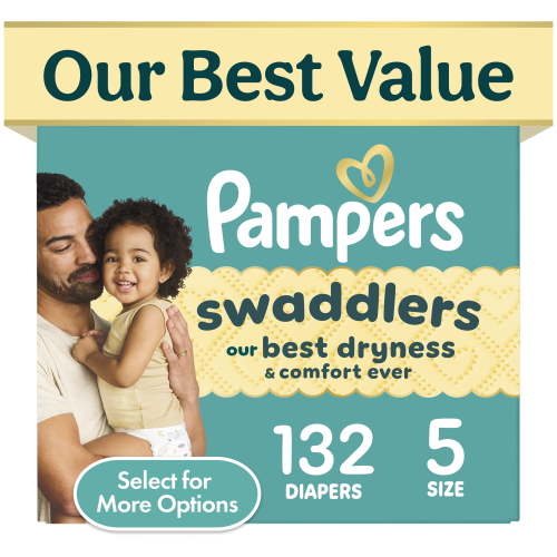 Pampers Swaddlers Fragrance Free Baby Diapers Size 5, 132 Count (Select for More Options)