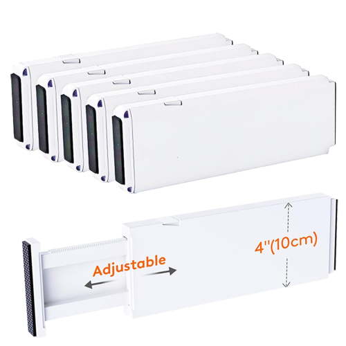 Behome 6 Pack Drawer Dividers, 11-18" Adjustable Dresser Drawer Organizers for Clothes, 4" High Expandable Drawers Separators for Kitchen Bedroom Bathroom Dresser Office