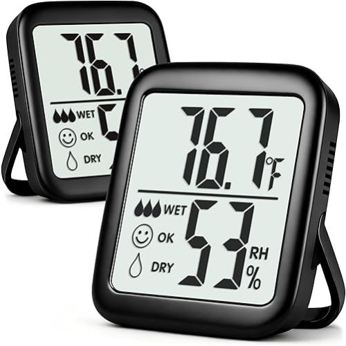 Antonki 2 Pack Room Thermometer for Home, Hygrometer Indoor Humidity Meter Gauge, Digital Temperature and Humidity Sensor Monitor for House, Terrarium, Incubator, Greenhouse - Battery Included