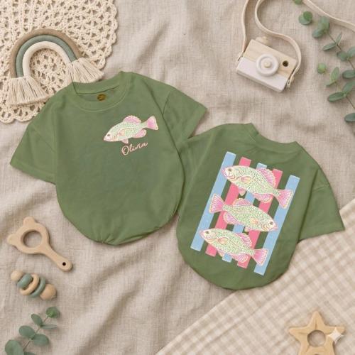 Personalized Fishing Baby Romper, Custom Bass Fish Toddler Outfit, Coastal Lake Life Baby Shirt, Fisherman Family Gift