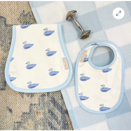 Burp Me Bib - Merrimack Quack Quacks with Buckhead Blue