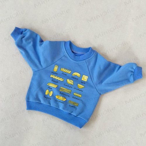 Baby Toddler Pasta Pattern Blue Sweatshirt