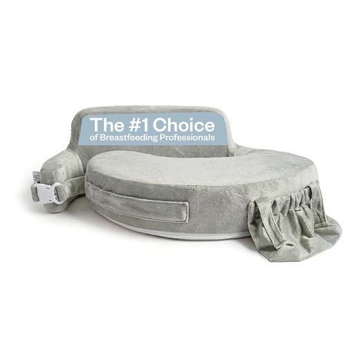 My Brest Friend Super Deluxe Nursing Pillow - Enhanced Comfort & Ergonomic Breastfeeding Pillow for Ultimate Support For Mom & Baby - Adjustable and with Handy Side Pocket, Platinum