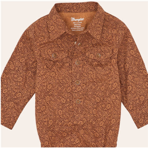 Wrangler Infant Boys' Rust Paisley Print Onesie | Cavender's