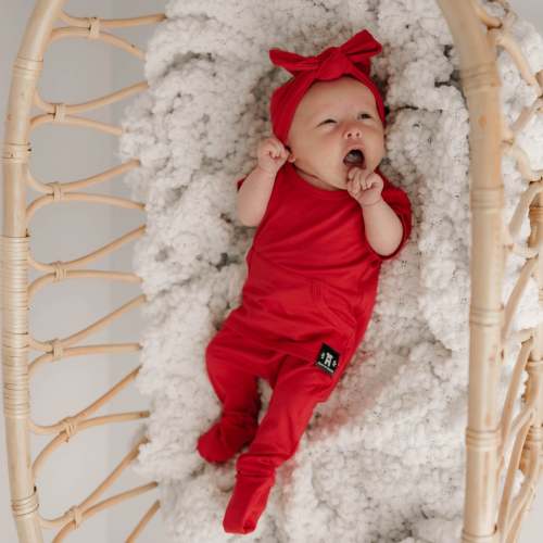 Change-A-Roo™ Front Opening Romper in Pomegranate