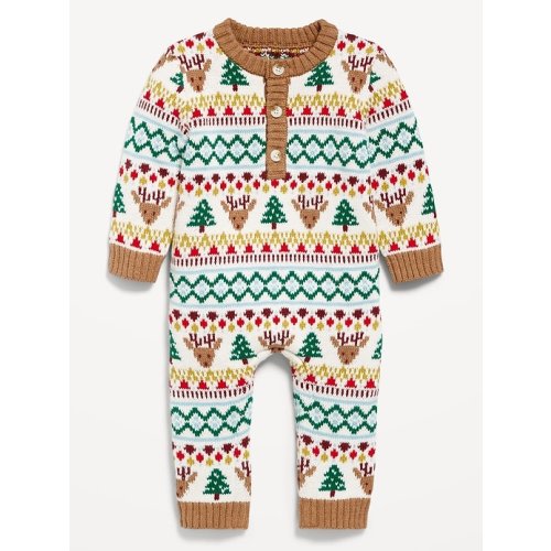 Long-Sleeve Sweater-Knit Henley One-Piece for Baby