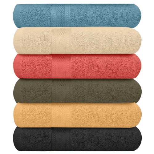 Pack of 6 Bath Towels 27 x 54 Inches, 100% Cotton, Larger & Lighter Weight, Quicker to Dry, Super Soft and Absorbent, Perfect for Bathroom (Multicolor, Pack of 6 (27''x54''))