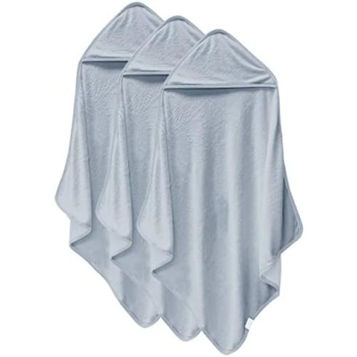 Cosy Family 3 Pack Baby Hooded Towels, Rayon Made from Bamboo, Ultra Soft Unisex Bath Towels for Babies,Toddler,Infant - Newborn Essential - Ultra Absorbent Toddler Towels for Baby Boy Girl - Grey