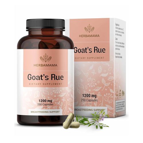 HERBAMAMA Goat's Rue Capsules - 1200mg Galega Officinalis for Mother's Breast Milk Lactation Support - Vegan, Non-GMO Goats Rue Herb Lactation Supplement