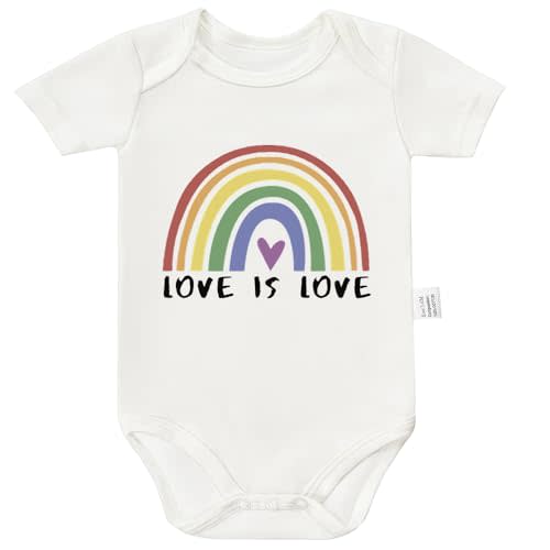 LGBTQA Baby Announcement Love is Love Rainbow Baby Bodysuits, Funny Pride Womens Clothing, Boys Girls Newborn Outfit