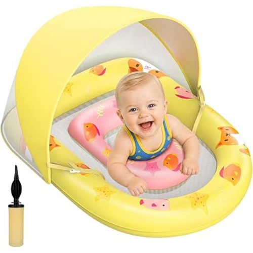 Baby Pool Float, UPF 50+ Canopy Anti-Tip Swim Seat for 6-36 Months