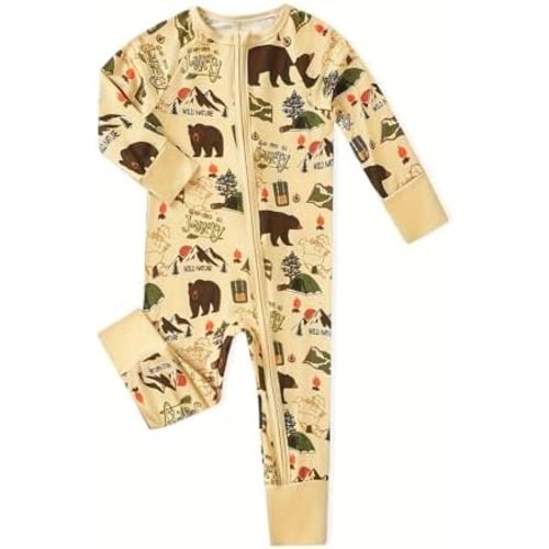 MOSSRIVER Bamboo Viscose Baby Long Sleeve Romper, Cute Pumpkin Prints Zipper Footless Jumpsuit, Toddler One-Piece Outfits