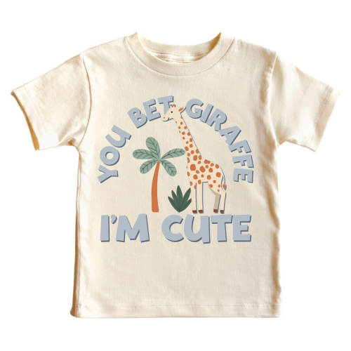 You Bet Giraffe I'm Cute Graphic Bodysuit & Kids Tee | Natural