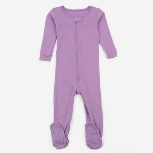 Leveret Footed Cotton Pajamas Solid Purple 3-6 Month