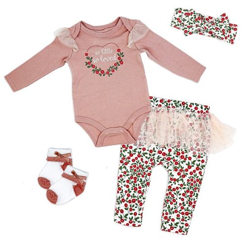 Girls So Little, So Loved 4 Piece Tulle Leggings Apparel Set