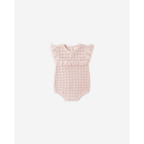 Pointelle Ruffle Romper Blush