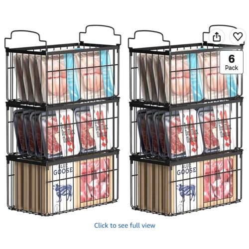 Freezer Organizer Bins, 6 Pack Big Baskets for 5/ 7 Cu.FT Deep Freezer