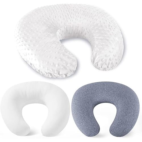 Nursing Pillow for Breastfeeding and Bottle Feeding Pillow, Support for Mom and Baby, with 2 Removable Machine Washable Cover, Ergonomic Breastfeeding Pillow (White)