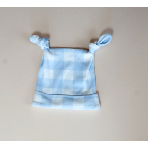 Double Knot Beanie | Blue Gingham