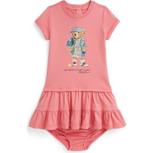 Tennis Bear Tiered Cotton Graphic Dress & Bloomers