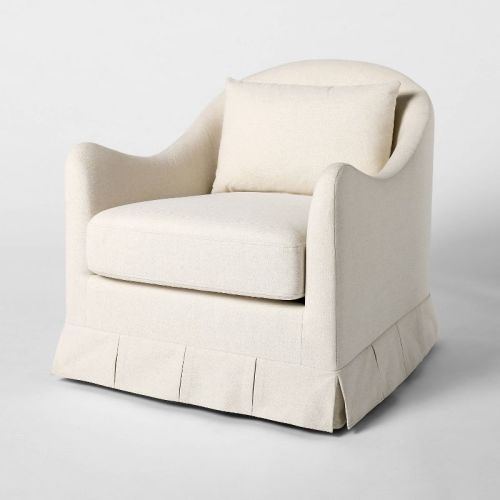 Box Pleat Swivel Glider Upholstered Accent Chair Cream - Threshold™ designed with Studio McGee