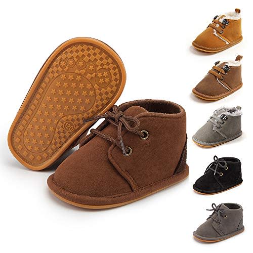 Meckior Baby Booties Newborn Infant Unisex Baby Girls Boys Velvet Rubber Anit-Slip Sole Shoes Toddler Fleece Cozy Winter Warm Prewalker Boots