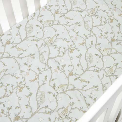 Animal Parade Crib Sheet - Blue