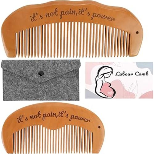 2 PCS Birthing Comb for Labour, Birth Comb for Labor, Wooden Peigne Accouchement, Perineal Massage Tool, Pregnancy/Hospital Bag Essentials, Delivery Must Haves, Postpartum Gifts for Mom