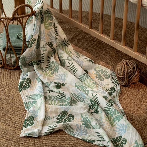 CIVARUA KIDS Muslin Swaddle Blankets for Newborn, 4 Pack Cotton Baby Blankets Neutral, Large 31.5 x 43.3 Breathable Soft Receiving Blanket, Essentials Swaddle Wrap Burping Clothes, Sage Green