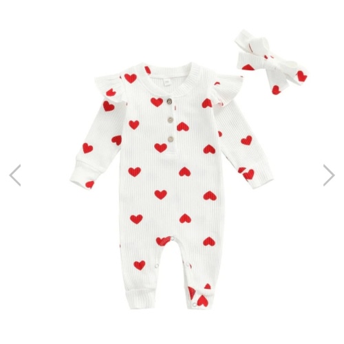 POLKA HEART Ribbed Jumpsuit with Headband - Hazel & Bo