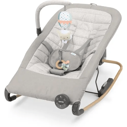 Ingenuity Keep Inmotion Automatic Baby Rocker Seat, with Remote Control for Vibration, Music & Volume Control, Premium Materials, 0-6M - Soulful Skies
