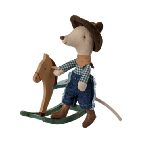 Cowboy mouse on rocking horse, Little brother - Maileg USA