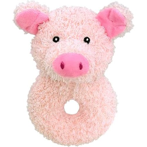 Baby Pig Soft Rattle Toy, Plush Pig Infant Shaker Rattle Easy-Grasp Stuffed Animal Toy, Gifts for Newborns Babies Toddlers Boys Girls, Pink, 5.5 Inches