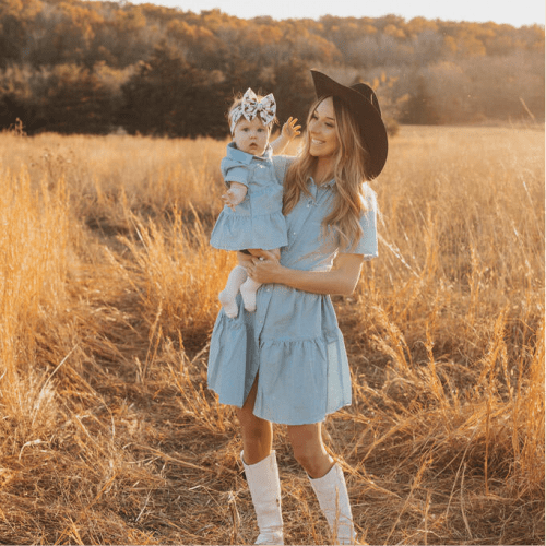 Light Denim Pearl Snap Dress (Infant-Adult) – Cowkid Clothing Company