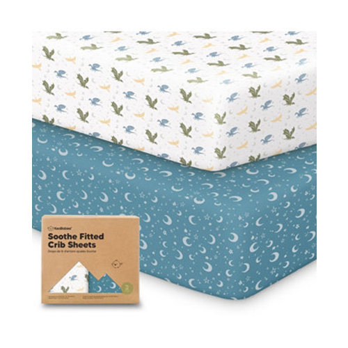 2pk Soothe Fitted Crib Sheets Neutral, Baby Crib Sheets, Fits Standard Nursery Baby Mattress