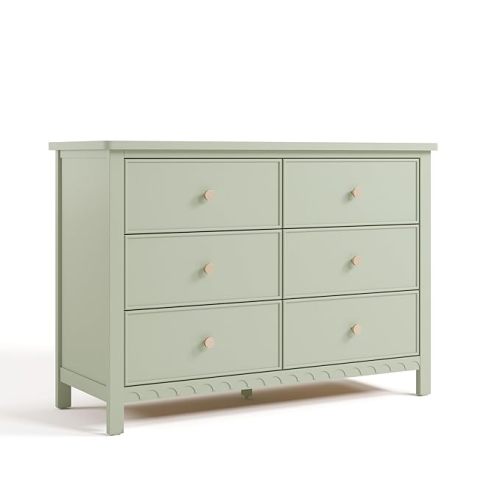 Graco Sasha 6 Drawer Dresser (Sage) – GREENGUARD Gold Certified, Wood Storage for Nursery or Kids’ Room, Safe Interlocking Drawer System & Easy Assembly with Pre-Installed Tracks