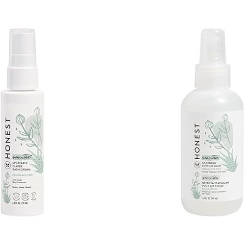The Honest Company Diaper Rash Cream Spray + Soothing Baby Bottom Wash Bundle | Hypoallergenic, Naturally Derived, Non-Irritating, Cruelty Free | 2 fl oz, 5 fl oz
