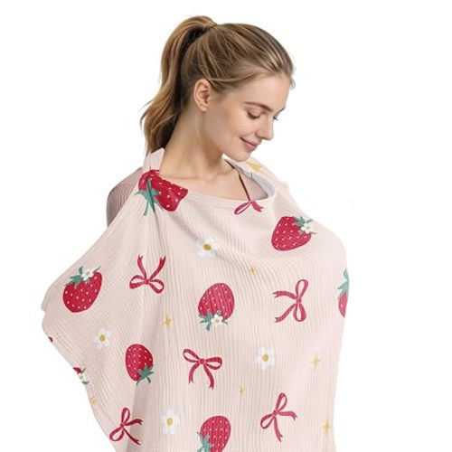 Strawberry Nursing Covers for Breastfeeding New Mom Feeding Cover for Breastfeeding Portable Breathable Baby Nursing Covers