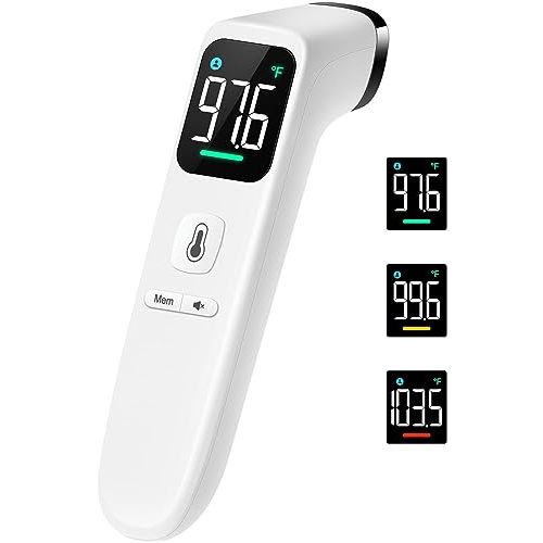 Touchless Thermometer for Adults and Kids, Fast Accurate Thermometer with Fever Alarm, 1S Reading & Silent Mode (LED-White)