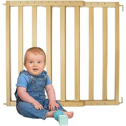 Toddleroo LuxeCraft Wood Baby Gate; 25.25"-39.25" Wide, 30" Tall, Natural