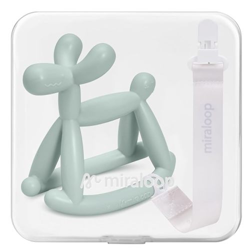 Baby Teether Toys for Teething Relief, Teething Toys 3-6 Months Food Grade Silicone Teether with Storage Box and Pacifier Clip, Baby Essential (Mint Green Clip+Box)