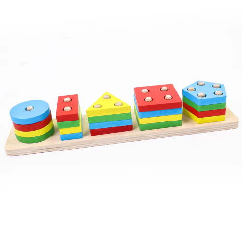 "KEYAHAPPY Montessori Toys for Toddlers, Wooden Sorting and Stacking Puzzle, Learning Activities, 10.43"" x 2.36"