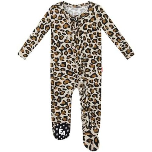 Bamboo Viscose Baby Girl Footie Pajamas, Newborn Sleepers Infant Onesie, 2-Way Zipper Footed Pjs