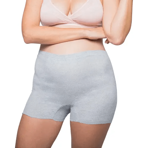 Frida Mom Postpartum Disposable Underwear, Microfiber Boyshort Cut Underwear - Size Regular (8ct) Grey