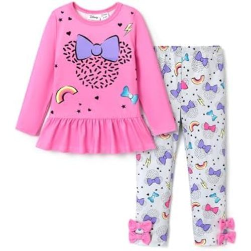 Disney Minnie Mouse Frozen Princess Marvel Toddler Girls Clothes Long Sleeve Sweatshirt + Leggings 2pcs Outfits Set 2-6Y