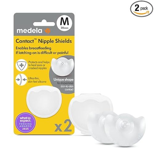 Medela Contact Nipple Shields, Medium 20mm, Food Grade Silicone | for Latching Difficulties During Breastfeeding, Flat or Inverted Nipples